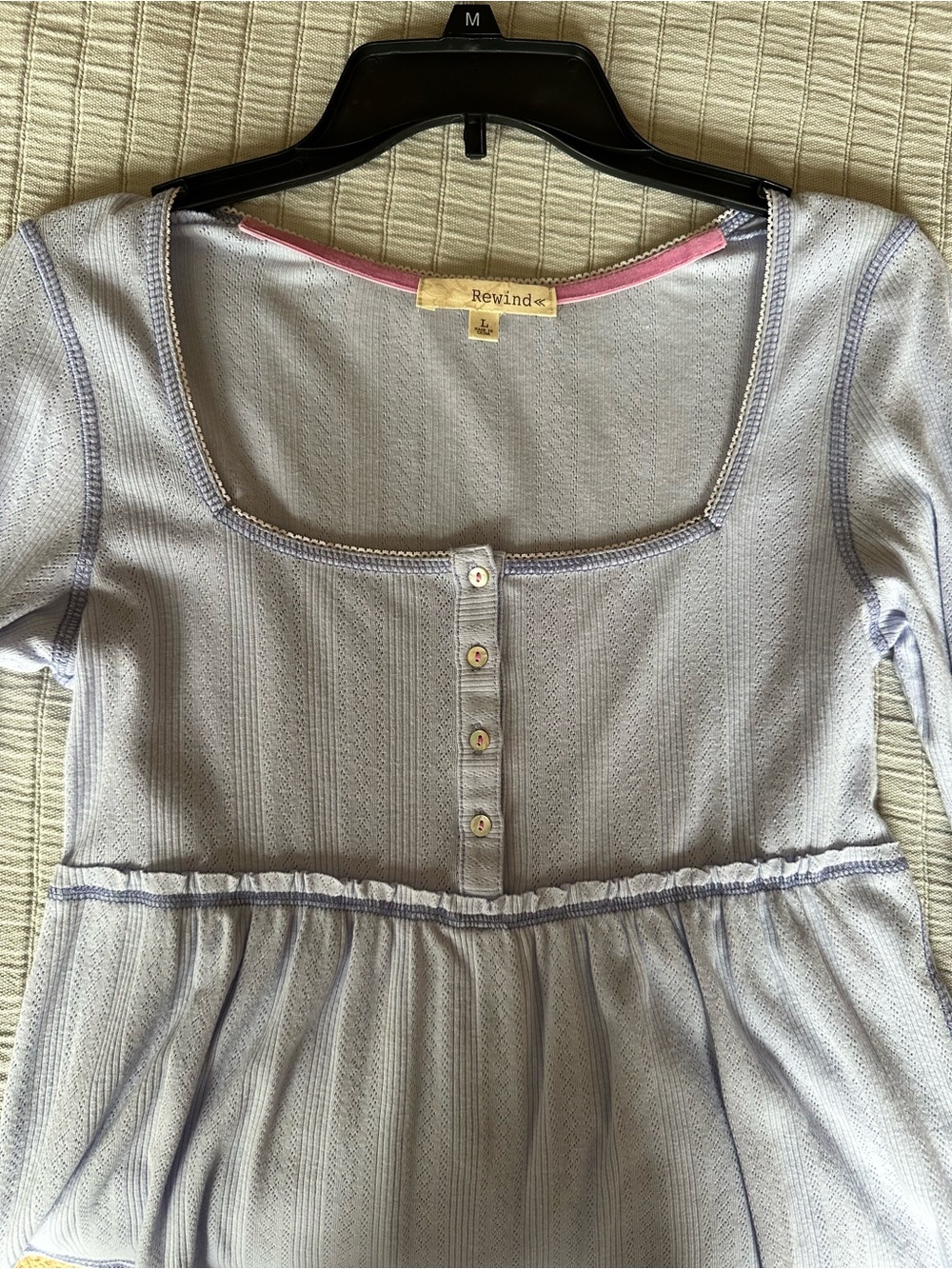 Rewind Light Lavender Long-Sleeve Scoop Neck Peplum baby doll Top - Picture 5 of 5